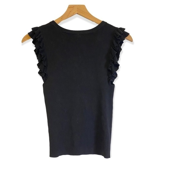 Express front chest cutout ruffle sleeve black size medium - Picture 3 of 6